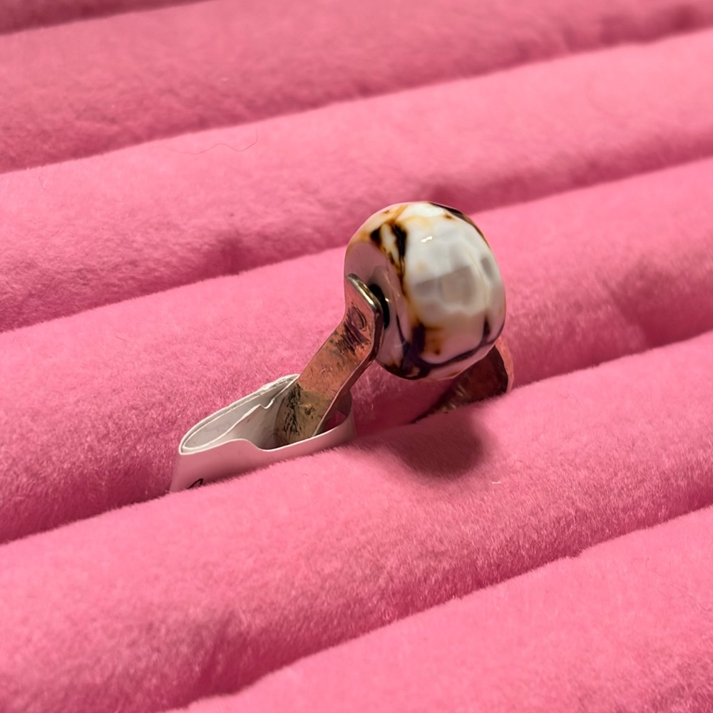 Sterling silver agate handmade ring size 6.5